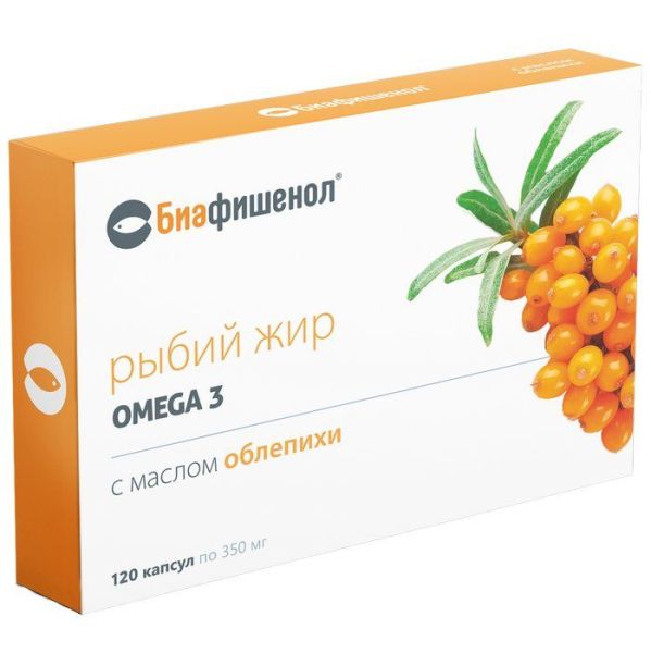 Изображение товара Рыбий жир Биафишенол с маслом облепихи 120 капсул Рыбий жир Биафишенол с маслом облепихи 120 капсул фотография